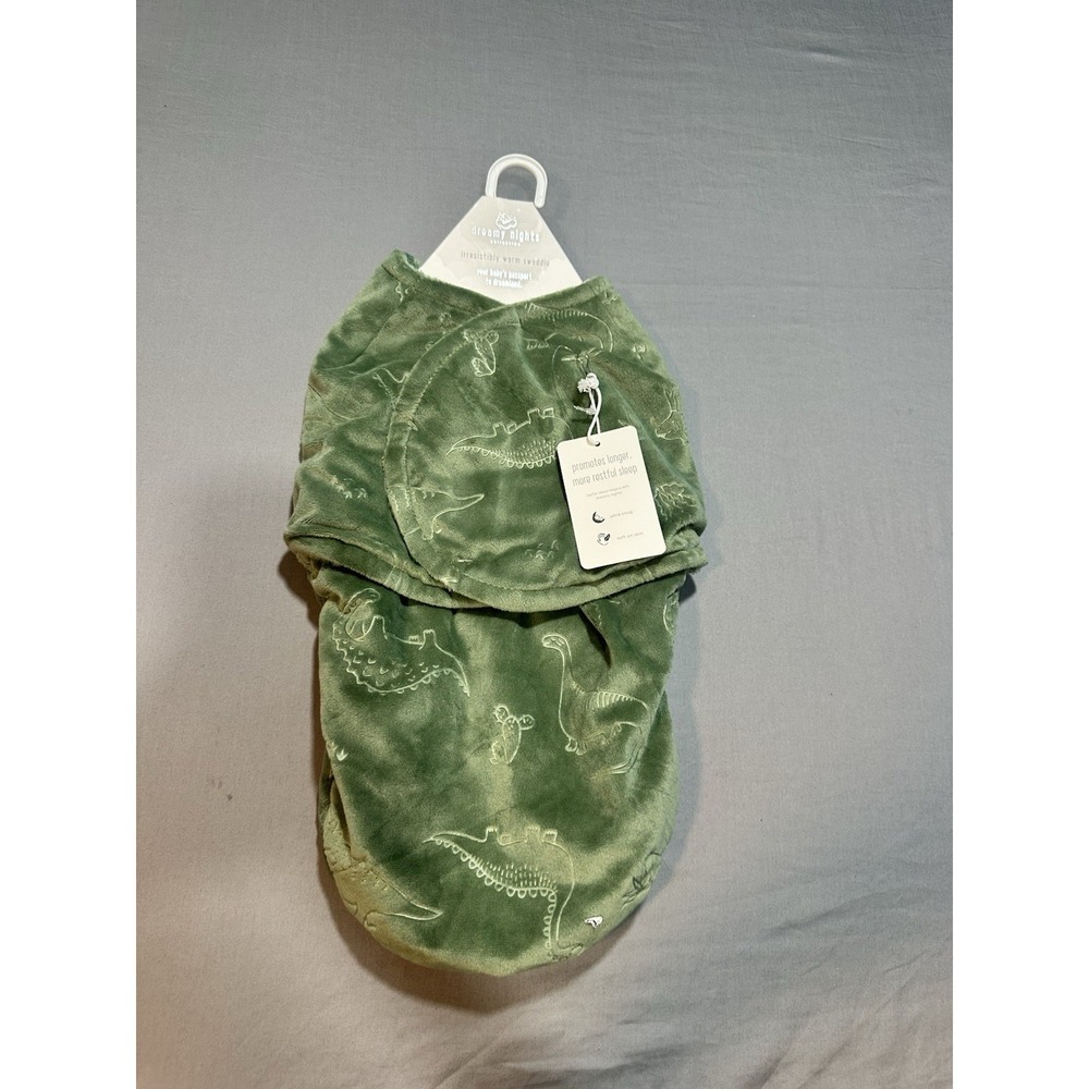 NWT Dreamy Nights Irresistibly‎ Warm Swaddle Green Dino Print